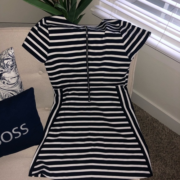 Navy and white structured stripped dress - Picture 3 of 3